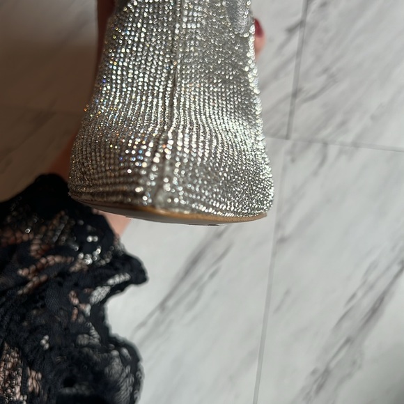 Gianni Bini western rhinestone silver copy point toe heel boot bootie shoe 6 - Picture 12 of 12